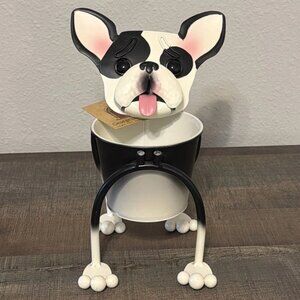 Georgetown H&G Metal Staffy Dog Planter Bobblehead Nodder approx. 7x6" & 9"tall